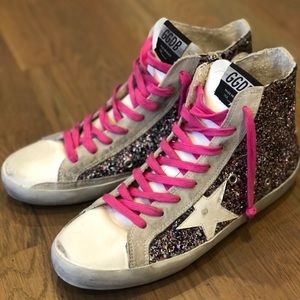 Hi-Top Golden Goose Purple Glitter Sneaker - 100% Authentic EXCELLENT Condition